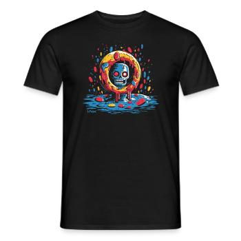 A spooky realm in the circle of delicious donuts - Men's T-Shirt - black - Front - AI Model Male 178 light (178cm)