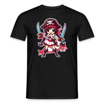 Anime Mädchen Piratin - Männer T-Shirt - Schwarz - Vorne - AI Model Male 178 light (178cm)