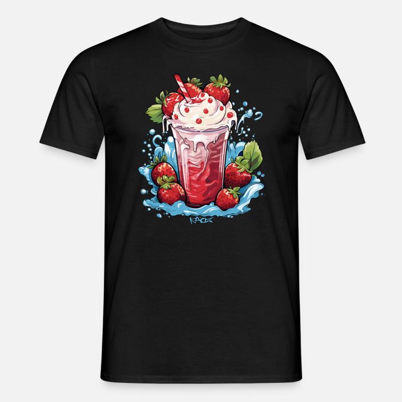 Erdbeer-Eiscreme-Milch - Männer T-Shirt - Schwarz
