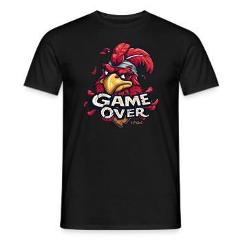 Game Over Gaming Gamer Chickens Rooster Chicken - Men's T-Shirt - black - Front - AI Model Male 178 light (178cm)