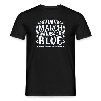Blue Ribbon Kolorektale Darmkrebsprävention - Männer T-Shirt - Schwarz - Vorne - AI Model Male 178 light (178cm)