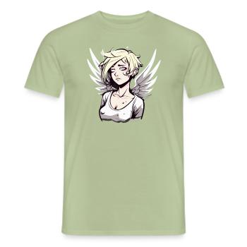 Anime alternatif Angel Girl - T-shirt homme - vert sauge - Devant - AI Model Male 178 light (178cm)