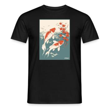 Parodie japanisches Werbeplakat Koi-Fisch - Männer T-Shirt - Schwarz - Vorne - AI Model Male 178 light (178cm)