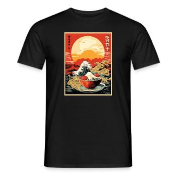 Affiche japonaise parodique : Kanagawa Wave Sushi - T-shirt homme - noir - Devant - AI Model Male 178 light (178cm)