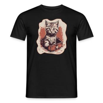Herz und Katze in einer Box - Männer T-Shirt - Schwarz - Vorne - AI Model Male 178 light (178cm)