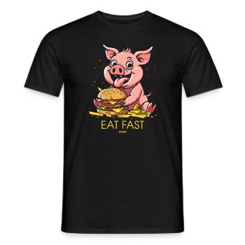Restauration rapide : burgers de restauration rapide, frites, porc - T-shirt homme - noir - Devant - AI Model Male 178 light (178cm)