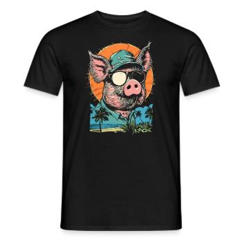 Cochon de vacances d'été plage palmiers - T-shirt homme - noir - Devant - AI Model Male 178 light (178cm)