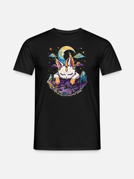 Universum Himmel Mond Traumfänger Schlafende Katze - Männer T-Shirt - Schwarz