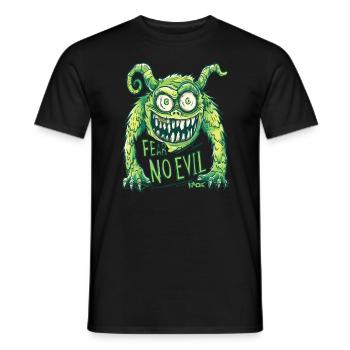 Fear No Evil: Funny Cartoon Monster - Men's T-Shirt - black - Front - AI Model Male 178 light (178cm)