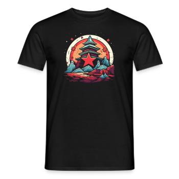 A shrine of stone and stars in Japan - Men's T-Shirt - black - Front - AI Model Male 178 light (178cm)