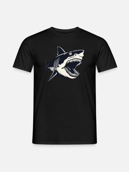 An Oldschool Cartoon Shark - Men's T-Shirt - black
