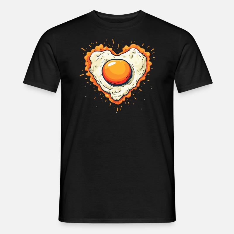 Spiegelei mit Herz - Männer T-Shirt - Schwarz