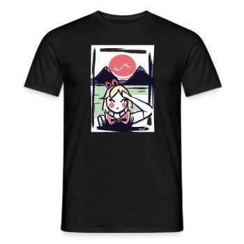 Fille japonaise au Japon sous le soleil rouge - T-shirt homme - noir - Devant - AI Model Male 178 light (178cm)