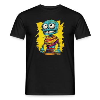 Momie zombie de dessin animé gaie et colorée - T-shirt homme - noir - Devant - AI Model Male 178 light (178cm)