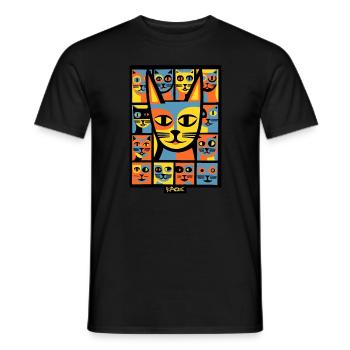 Bunte Pop-Art-Chaos-Kätzchen-Katzen - Männer T-Shirt - Schwarz - Vorne - AI Model Male 178 light (178cm)