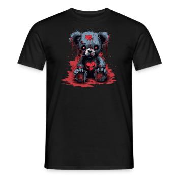 Ours en peluche mignon et effrayant - T-shirt homme - noir - Devant - AI Model Male 178 light (178cm)