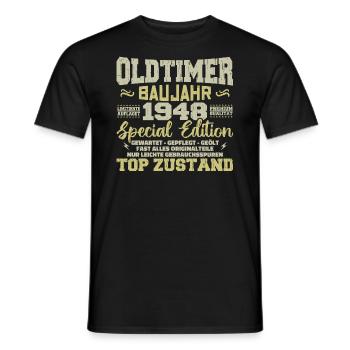 Vintage 1948 né rétro anniversaire Vintage - T-shirt homme - noir - Devant - AI Model Male 178 light (178cm)