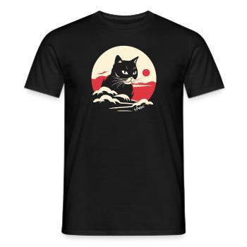 black cat under the japanese red sun - Men's T-Shirt - black - Front - AI Model Male 178 light (178cm)