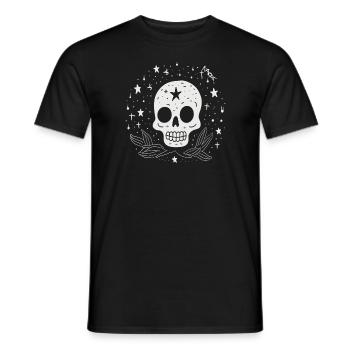 Ciel étoilé avec des étoiles et un crâne cool - T-shirt homme - noir - Devant - AI Model Male 178 light (178cm)