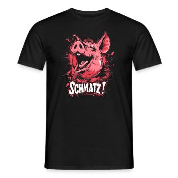 Naughty Little Pink Pig Kisses Smack - Men's T-Shirt - black - Front - AI Model Male 178 light (178cm)