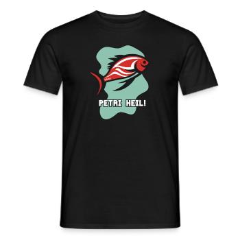 Anglerfisch, Fischer, Fisch, Angelrute: Petri Heil - Männer T-Shirt - Schwarz - Vorne - AI Model Male 178 light (178cm)