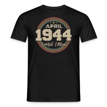 April 1944 Retro April 1944 Geburtstagsgeschenk - Männer T-Shirt - Schwarz - Vorne - AI Model Male 178 light (178cm)