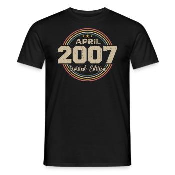 April 2007 Retro April 2007 Birthday Gift - Men's T-Shirt - black - Front - AI Model Male 178 light (178cm)