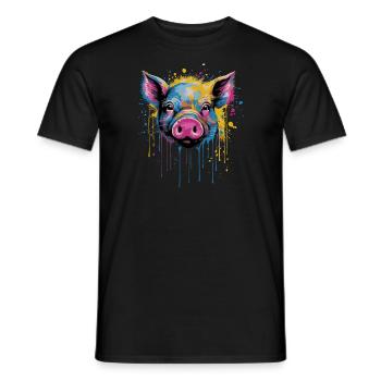 Funny Piglet - Men's T-Shirt - black - Front - AI Model Male 178 light (178cm)