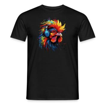 DJ Hahn hört Musik - Männer T-Shirt - Schwarz - Vorne - AI Model Male 178 light (178cm)