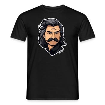 Retour aux années 80 : l’homme moustachu séduisant - T-shirt homme - noir - Devant - AI Model Male 178 light (178cm)