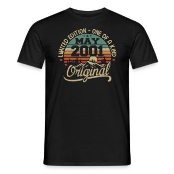 Mai 2001 anniversaire Mai 2001 cadeau 2001 Mai - T-shirt homme - noir - Devant - AI Model Male 178 light (178cm)