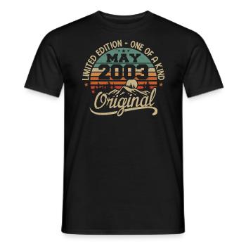 May 2003 Birthday May 2003 Gift 2003 May - Men's T-Shirt - black - Front - AI Model Male 178 light (178cm)