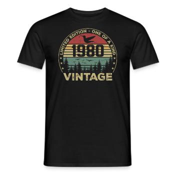 Vintage 1980 Original 1980 Rétro Anniversaire 1980 - T-shirt homme - noir - Devant - AI Model Male 178 light (178cm)