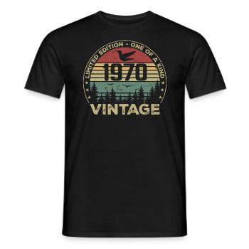 Vintage 1970 Original 1970 Rétro Anniversaire 1970 - T-shirt homme - noir - Devant - AI Model Male 178 light (178cm)