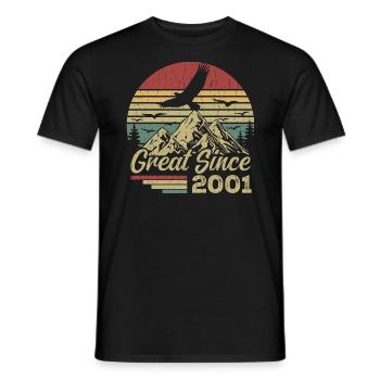 Vintage 2001 Retro 2001 Birthday Gift - Men's T-Shirt - black - Front - AI Model Male 178 light (178cm)