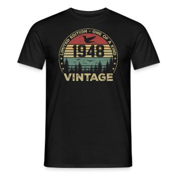 Jahrgang 1948 Original 1948 Retro Geburtstag 1948 - Männer T-Shirt - Schwarz - Vorne - AI Model Male 178 light (178cm)