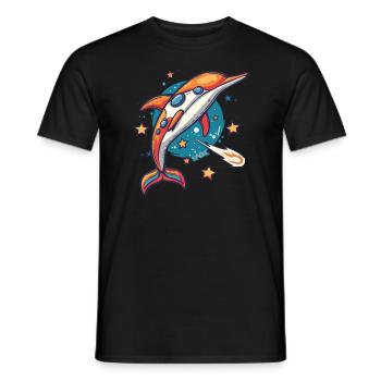 Super funky funky dauphin vaisseau-mère dans l’espace extra-atmosphérique - T-shirt homme - noir - Devant - AI Model Male 178 light (178cm)