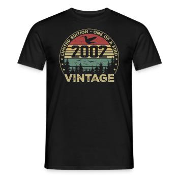 Vintage 2002 Original 2002 Retro Anniversary 2002 - Men's T-Shirt - black - Front - AI Model Male 178 light (178cm)
