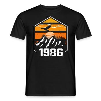 Anniversaire 1986 Millésime 1986 Fabriqué en 1986 - T-shirt homme - noir - Devant - AI Model Male 178 light (178cm)