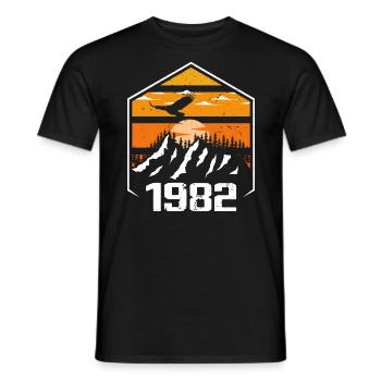Anniversaire 1982 Millésime 1982 Fabriqué en 1982 - T-shirt homme - noir - Devant - AI Model Male 178 light (178cm)