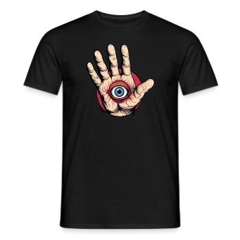 Hand with eye: Watch out! - Men's T-Shirt - black - Front - AI Model Male 178 light (178cm)