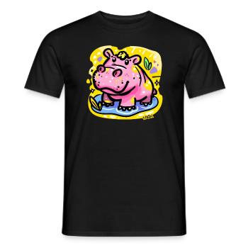 Buntes und niedliches Nilpferd - Männer T-Shirt - Schwarz - Vorne - AI Model Male 178 light (178cm)