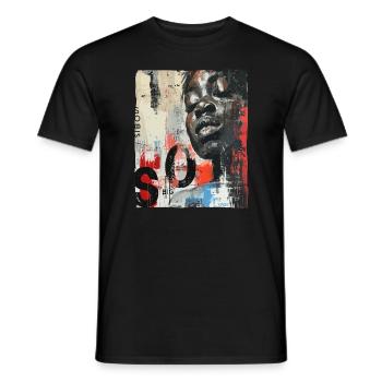 afrikanisches Street-Art-Wand Gemälde - Männer T-Shirt - Schwarz - Vorne - AI Model Male 178 light (178cm)