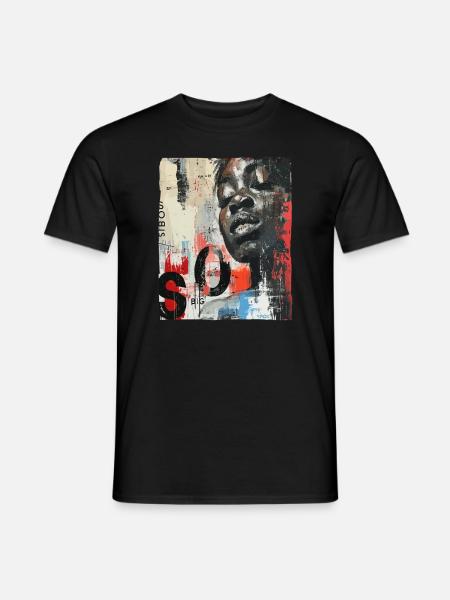 Peinture murale d’art de rue africain - T-shirt homme - noir