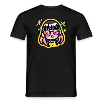 Chibi anime girl with glasses - Men's T-Shirt - black - Front - AI Model Male 178 light (178cm)