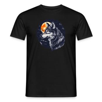 Wolf und Vollmond - Männer T-Shirt - Schwarz - Vorne - AI Model Male 178 light (178cm)