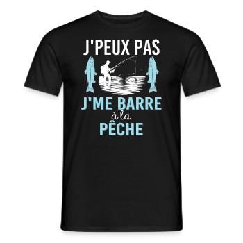 Pêcheur Humour Je Peux Pas Je Me Barre A La Pêche - T-shirt homme - noir - Devant - AI Model Male 178 light (178cm)