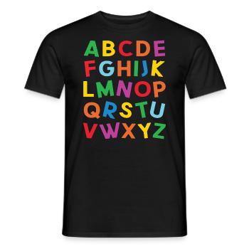 ABC Bunte Buchstaben des Alphabets zum Lesen - Männer T-Shirt - Schwarz - Vorne - AI Model Male 178 light (178cm)