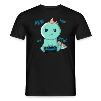 Gamer - Cute Gamer - Gamer Dino - Gamer Life - Männer T-Shirt - Schwarz - Vorne - AI Model Male 178 light (178cm)