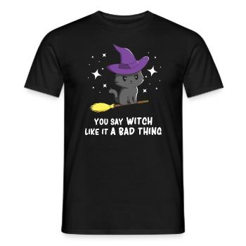 Black Cat - Halloween Black Cat - Witch Black Cat - Männer T-Shirt - Schwarz - Vorne - AI Model Male 178 light (178cm)